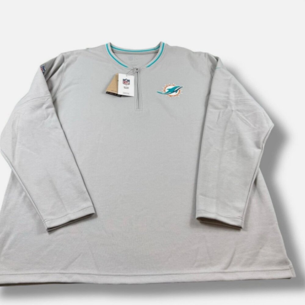 Miami Dolphins Nike Sideline Performance Long Sleeve 1/4 Zip Jacket 4XL Grey NWT